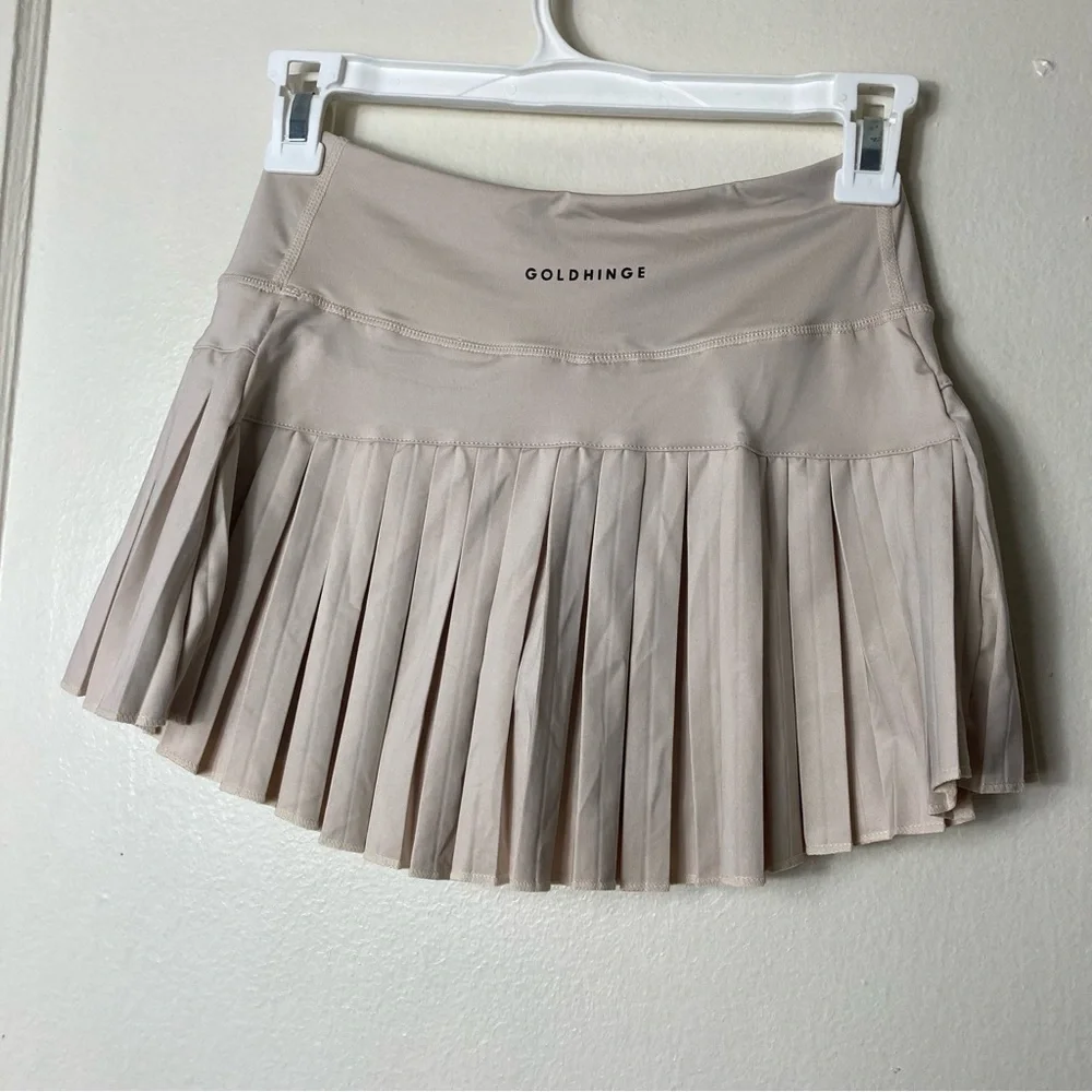 Goldhinge champagne rose gold pleated skort skirt womens XS tennis_6